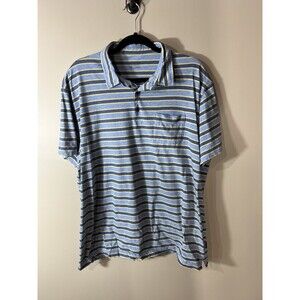 Patagonia Shirt Mens XXL Blue Yellow Stripe Organic Cotton Sustainable Golf Polo